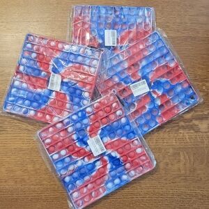 Bundle of 4, Fidget / Anxiety Toys Push Bubble - red, white, blue